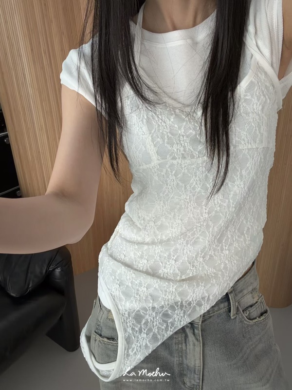 露背透膚蕾絲造型連體衣